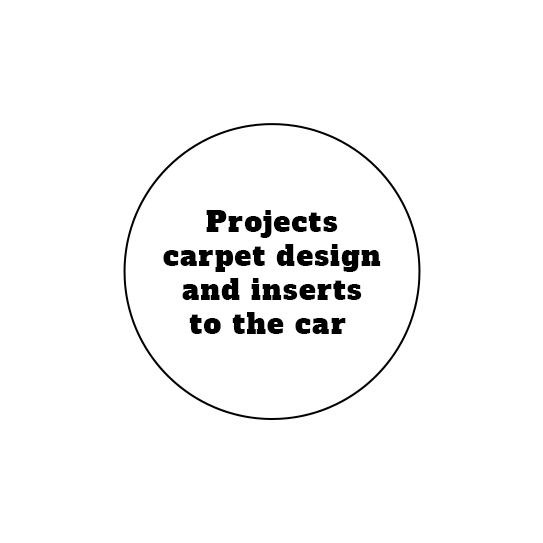 Projects carpet design and inserts to the car